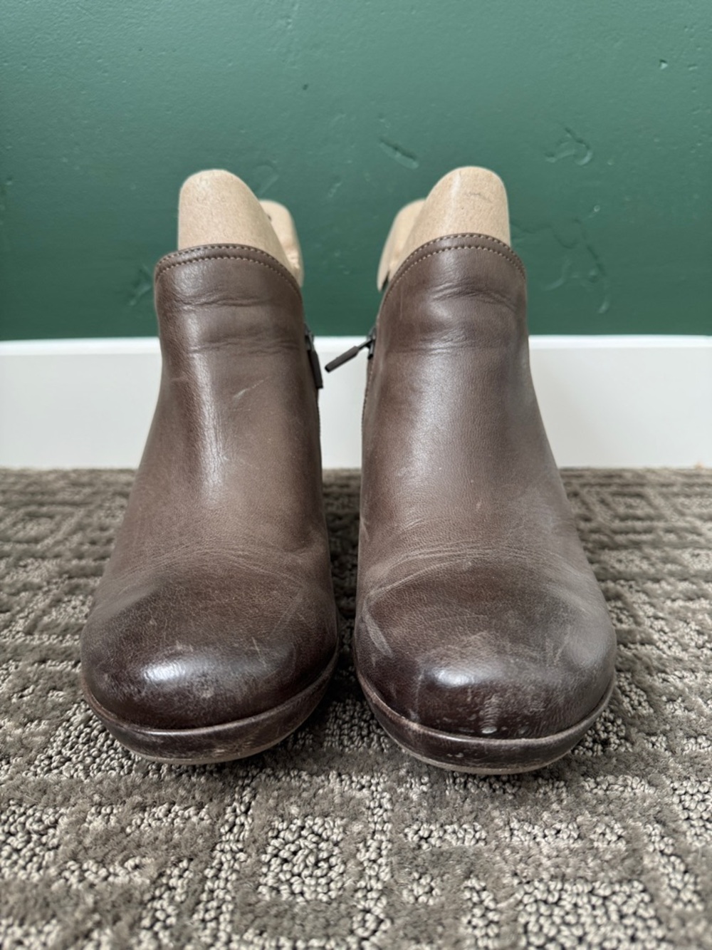 Dansko Brown Leather Ankle Boots with Side Zip